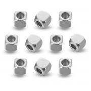 Намистини-розділювачі, Нержавіюча Сталь, Куб, Розмір: 4х4x4мм, Отвір 2мм